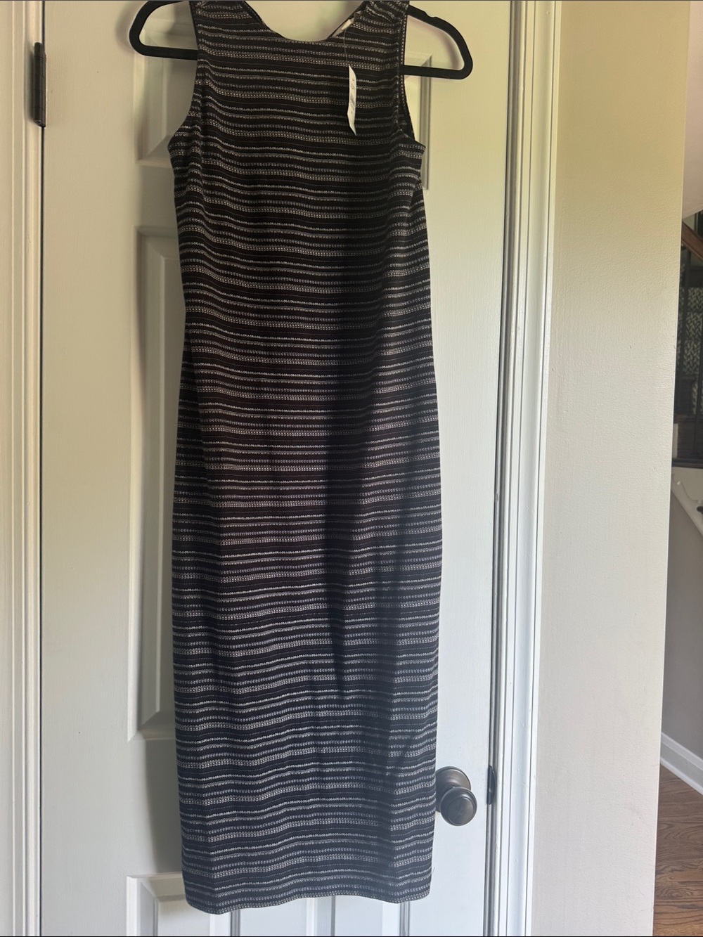 LOFT Black and White Striped Maxi Dress